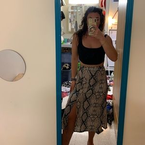 Snakeskin Midi Skirt with Slit